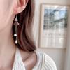 Face thin earrings trendy niche high-end long modified face fan-shaped small skirt pearl fringed earrings
