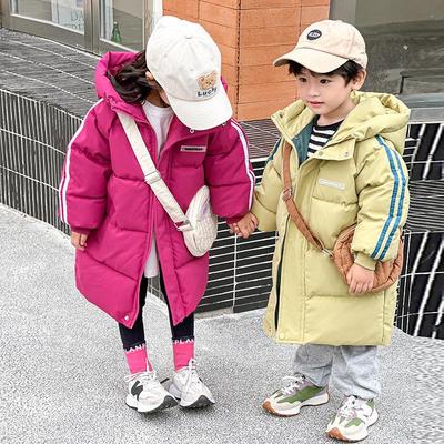 2025 Children's Long Cotton-Padded Jacket - Mid-Length Korean Style for Boys and Girls, Over-the-Knee, Thickened Cotton Coat