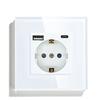 Bseed Europe Russia 16A Wall Power Socket White Black Grey Gold Crystal Glass Panel Plug Electrical Outlet for Home Improvemet