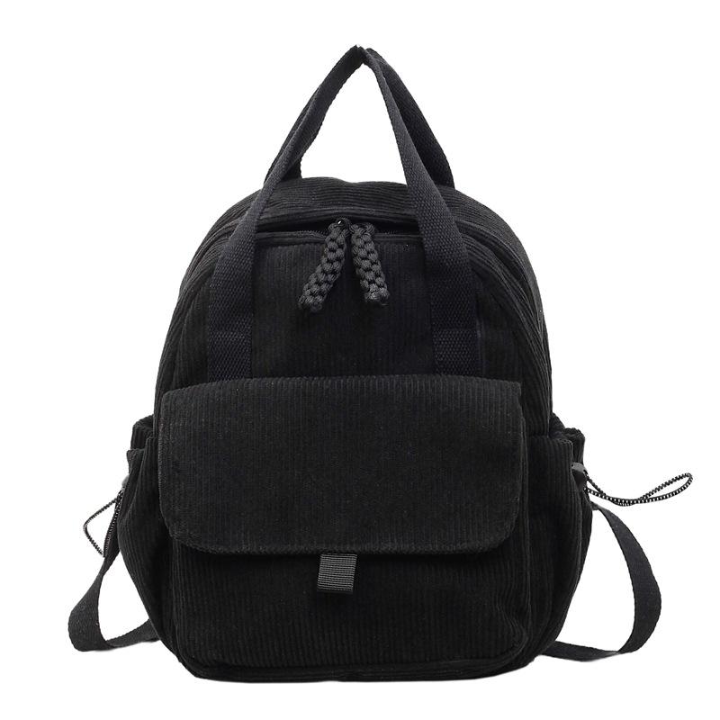Schoolbag Corduroy Backpack Female Portable College Student School Bag Female Light Niche Versatile Commuter Leisure Travel Backpack Female