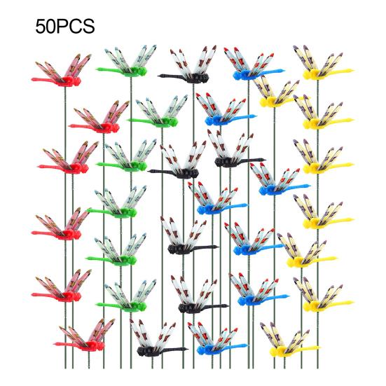 50/100Pcs Fake Dragonfly Garden Stake Decoration Weather-resistant Fly Repellent Simulated Dragonfly Spike Outdoor Long Pole 3D Dragonfly Ornament