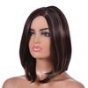 Short Straight Synthetic Wig Mixed Black Dark Brown Blond Bob Wigs for Women Daily Party Wear Synthetic Heat Resistant Wigs