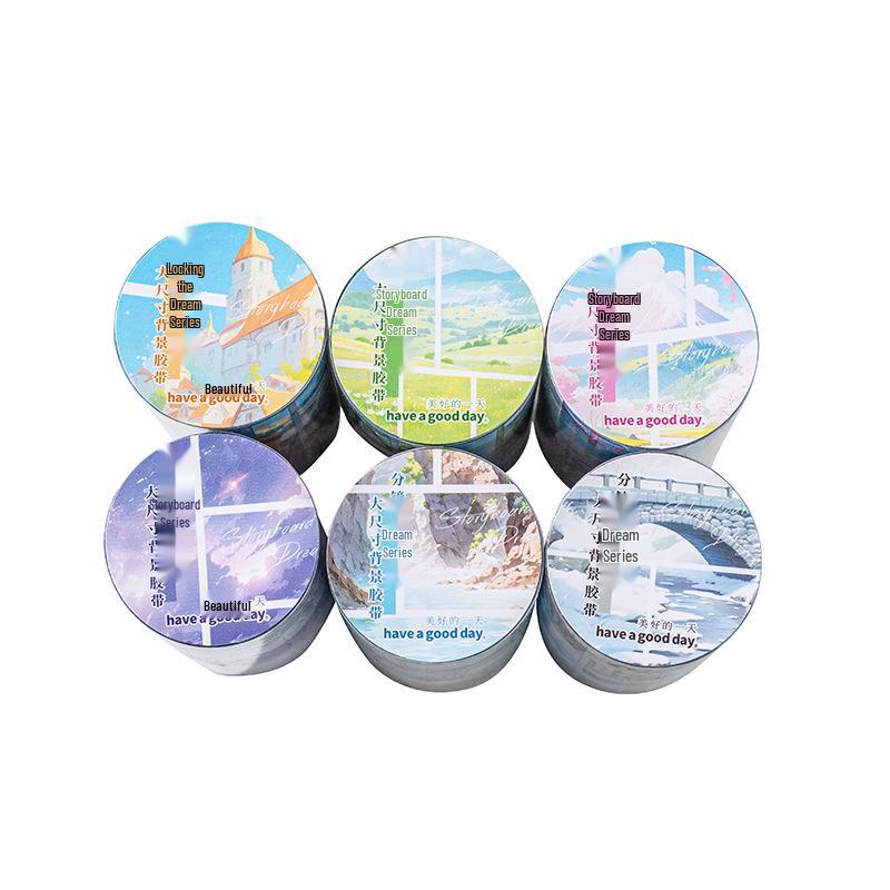 Beautiful Day PET Tape: Large Background, Dream Series, 6 Styles for Journals and Collages