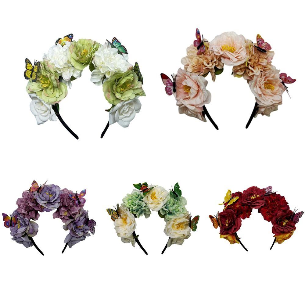 Bohemian Style Hairband Artificial Flowers Headdress Trend Hair Hoop  Women