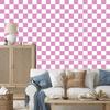 Checkerboard Wallpaper Powder Pink and White for Living Room and Bedroom 50x1000