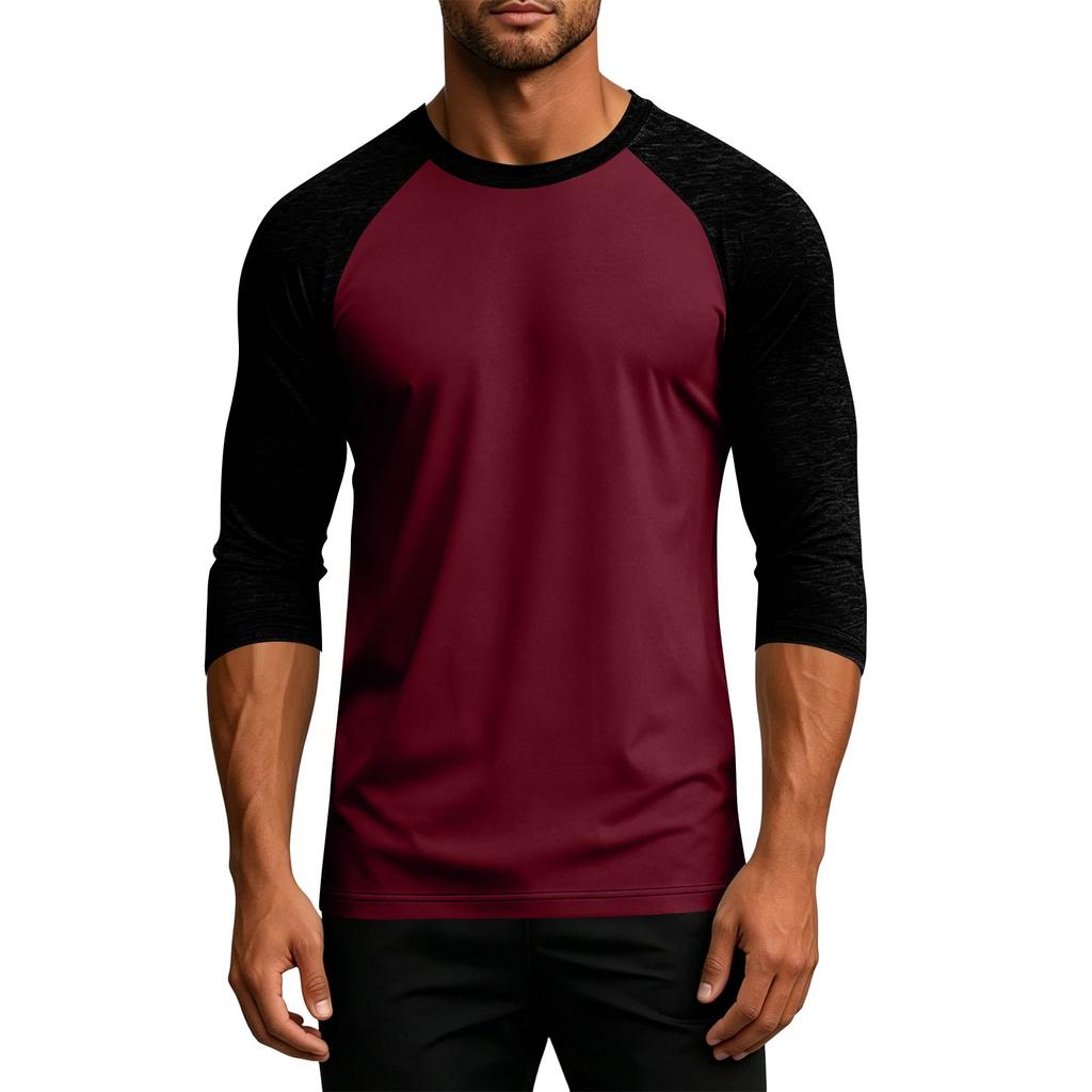 Men's Raglan Sleeve Baseball Shirt Three Quarter Sleeve Casual Lightweight Soft Fabric Top for Daily Wear