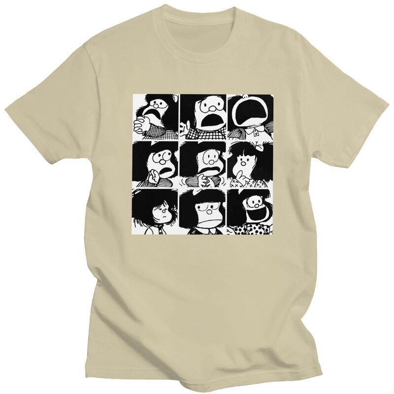 Custom Quino Comic Cartoon Mafalda T Shirts for Men Pure Cotton Tees Tshirt ShortSleeve Fashion Tshirt