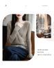 Women's Elegant V-Neck Wool Sweater: Autumn/Winter Fashion Long Sleeve Knitwear with Drawstring.