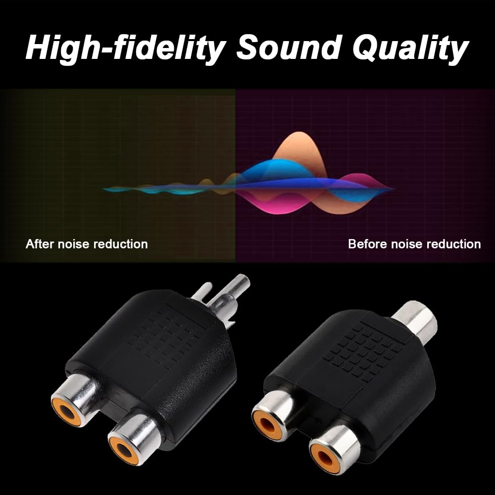 Xiatiaosann RCA Y Splitter RCA 1 Male to 2 Female Phono Connector AV Video Y Splitter RCA 1 Female to 2 Female Phono Connector AV Video Y Splitter for