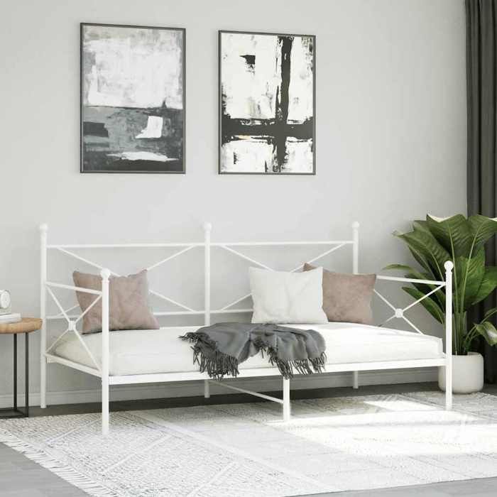 VidaXL Daybed Without Mattress White 100x200 Cm Steel, Sofa Bed, Comfortable Sofa Bed, Daybed with Mattress, Bed 4104684