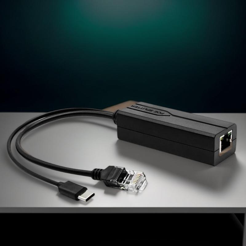 1 sztuka 48V na 5V Micro USB Typu C Rozdzielacz Poe 100/1000 Mb/s Gigabitowy Wstrzykiwacz Poe do Kamery Zasilanie dla Huawei Hikvision