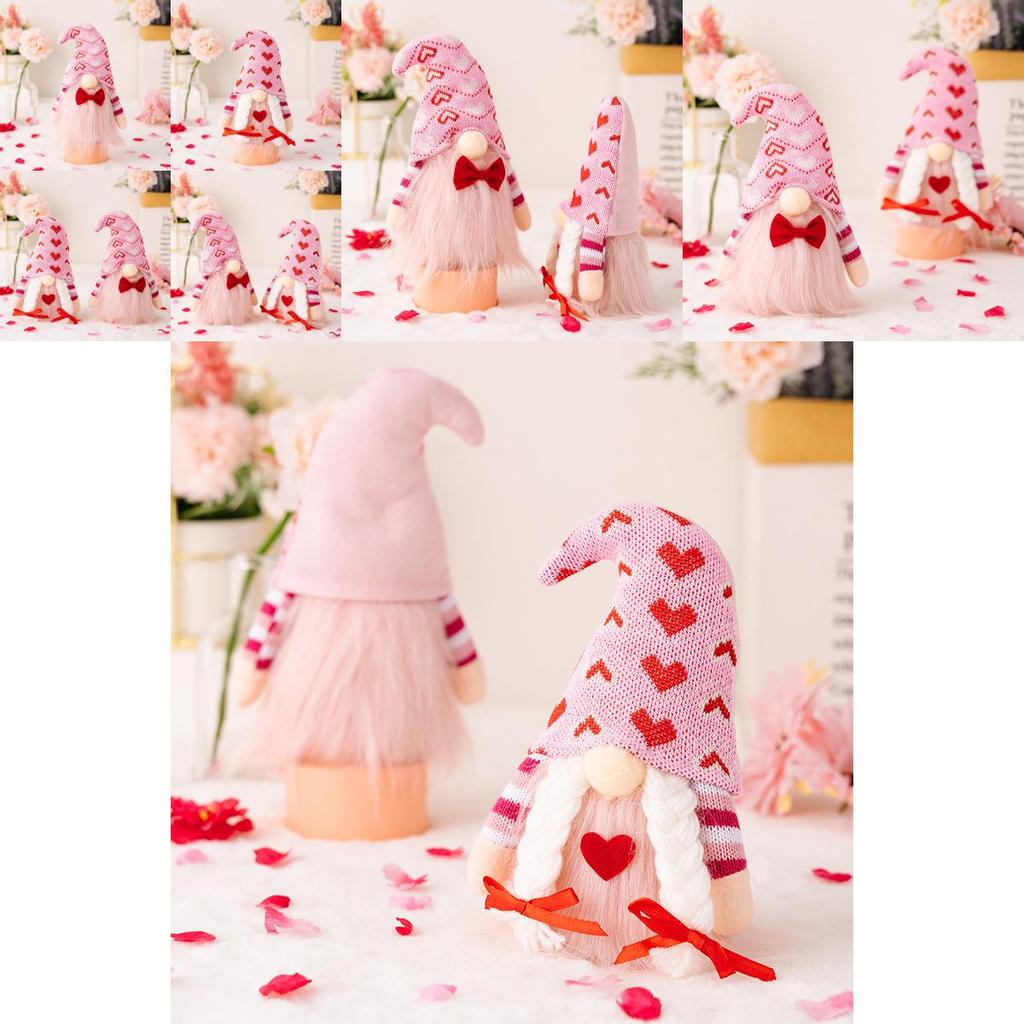 Charming Pink Valentines Day Couple Statues Delightful Heart Decorations For Lovers