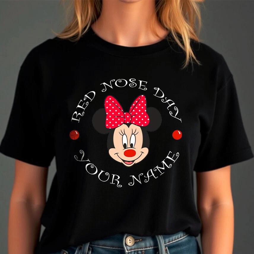 Personalised Mickey Disney Red Nose Day Themed T-Shirt, Charity Event Kids Adult XL