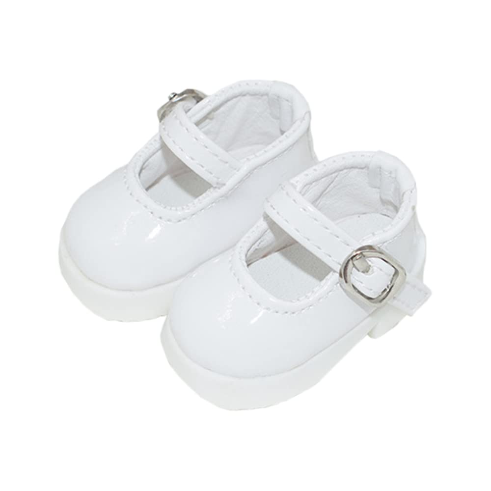 Niannyyhouse 20cm Cotton Doll Shoes, 16 Scale BJD Doll Shoes for Plush Toys, High Heel Leather Shoes, 5cm Long, Dress-Up Doll Accessories (White)