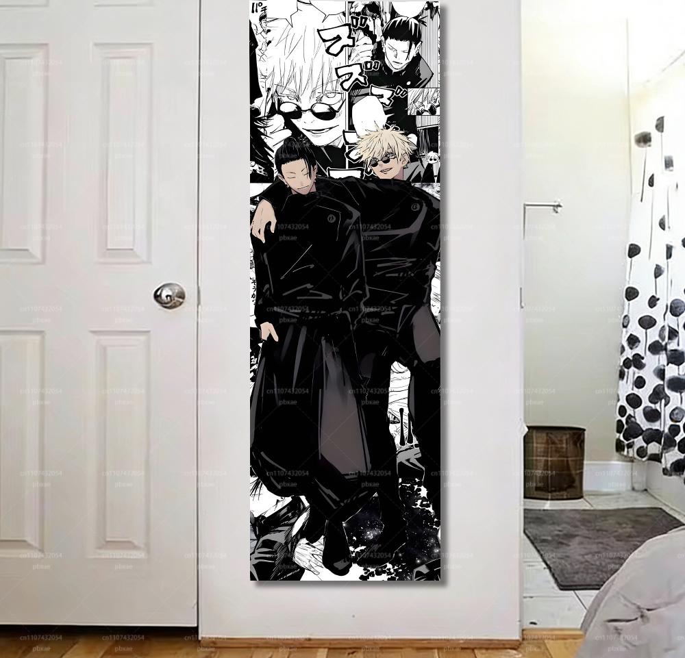 J-Jujutsu K-Kaisen Black White Manga Tapestry Vertical Long Wall Hanging For Bedroom Dorm 100X70CM