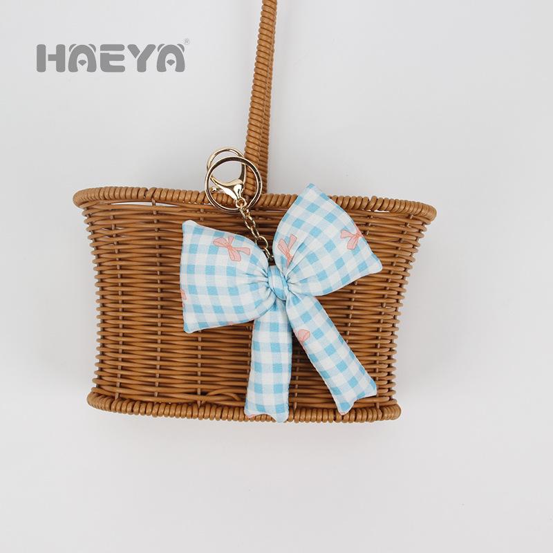 Korean Plaid Bow Keyring Doll Bag Charm Ornament