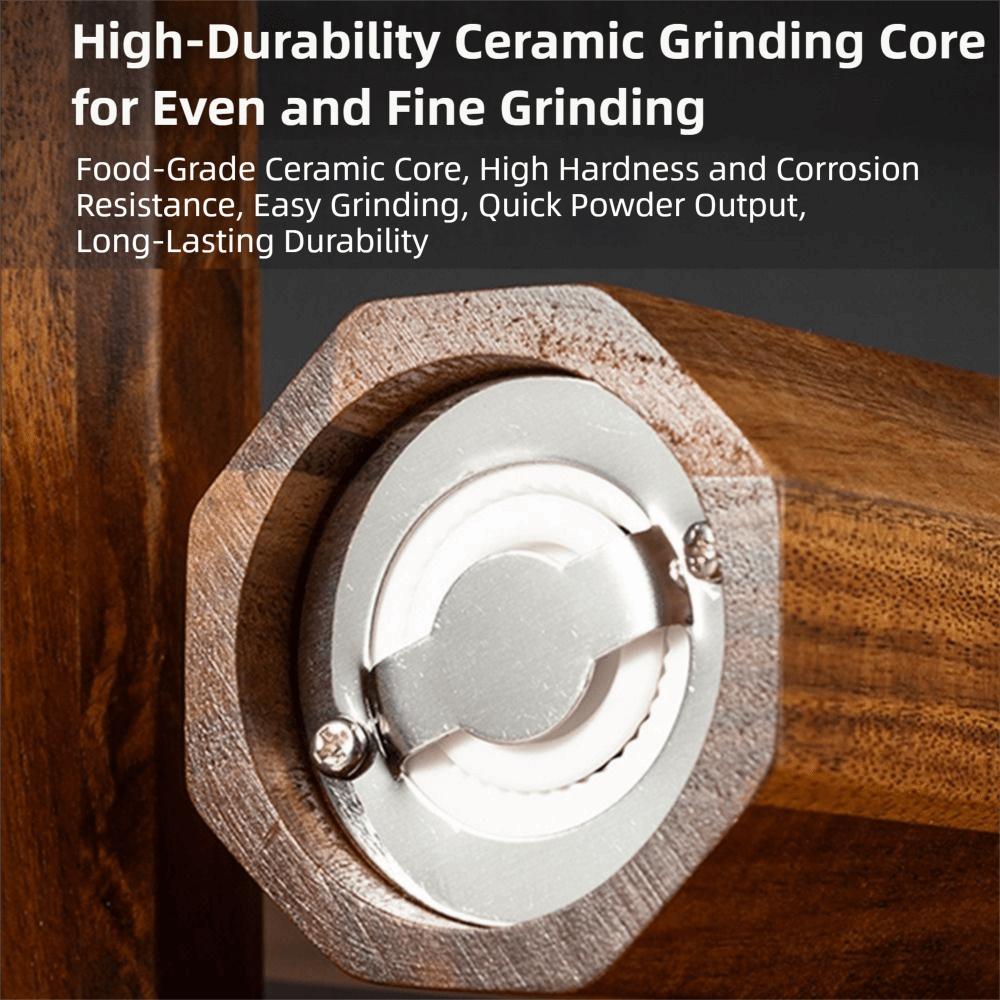 Acacia Wood Pepper Spice Mill Refillable Portable Handheld Salt Grinder Adjustable Coarseness Manual Seasoning Bottle BBQ Tool