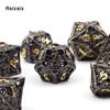 7 Pcs Black Golden Squid Metal Dice Hollow Metal Polyhedral Dice Set Suitable for Role-Playing RPG  Board Game Card Game