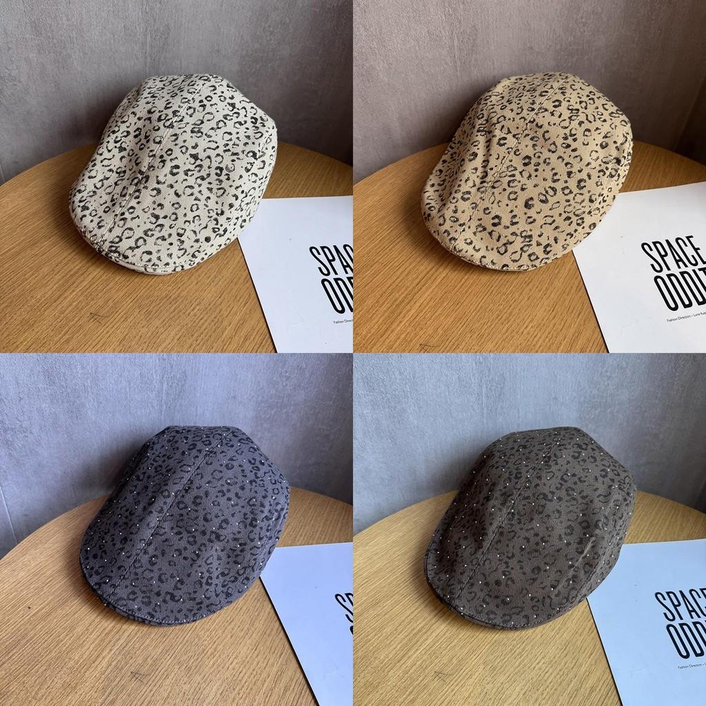 Retro Leopard Print Beret Hat For Women Summer Spring Fall Breathable Sun Protection
