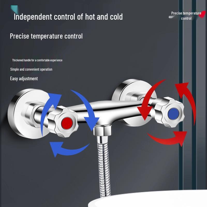 Allcopper And Handle Dual Shower Bath Faucet With Hotcold Mixer Valve