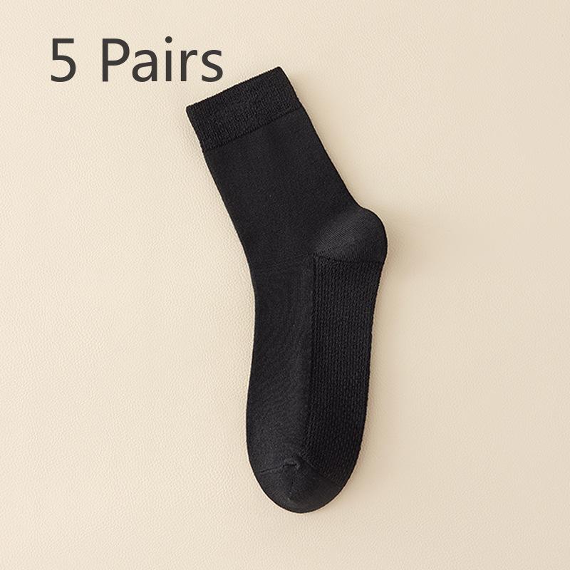 

5 пар мужских летних тонких хлопковых носков-труб с дезодорирующим эффектом и воздухопроницаемостью 5 Pairs чёрный