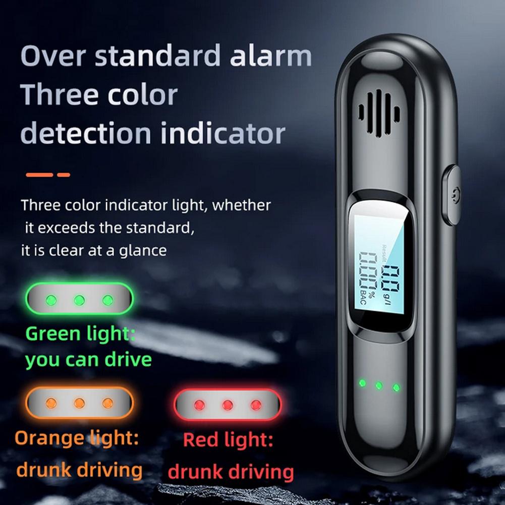 Non-contact Alcohol Tester Breathalyzer With LED Screen Digital Display 3-color Indicator Portable Breath Tester (English)