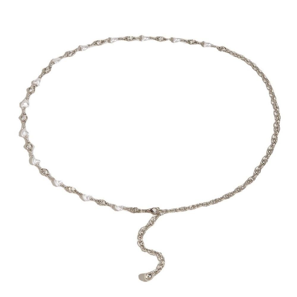 Vinrage Multilayer Pearl Waist Chain Heart Rhinestone Floral Belly Chain Tassel Elegant Dress Waistband Photoshoot