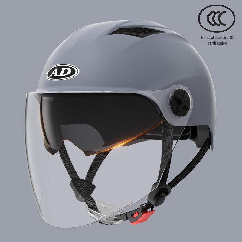 3C Certified Unisex Electric Vehicle Half Helmet with Double Visor, Summer Sun Protection, All-Season Use for Scooters & Motorcycles