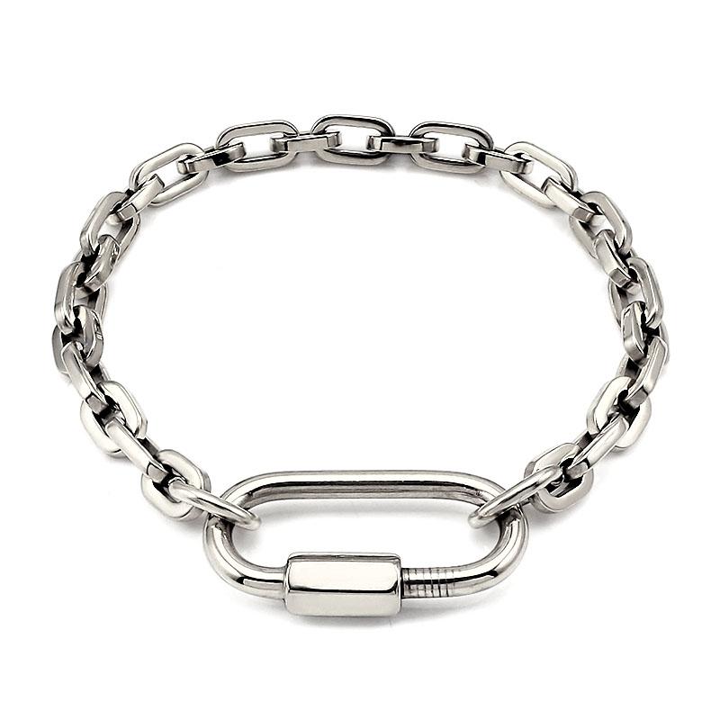 

6mm Wide Small Links Lock Charm Bracelet Trendy round Edge Corner Chain for Women Men Hand Wrist Jewelry