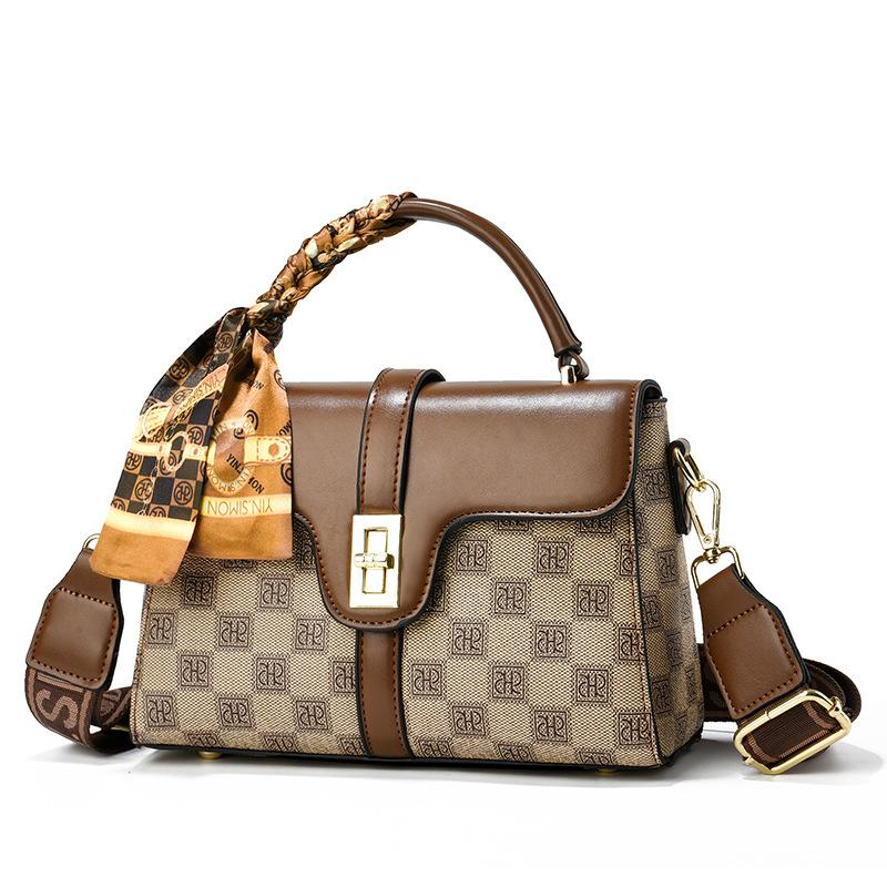 New Plaid Versatile Flower Premium Sense Popular Bag Women's Crossbody One Shoulder Portable Versatile Bag