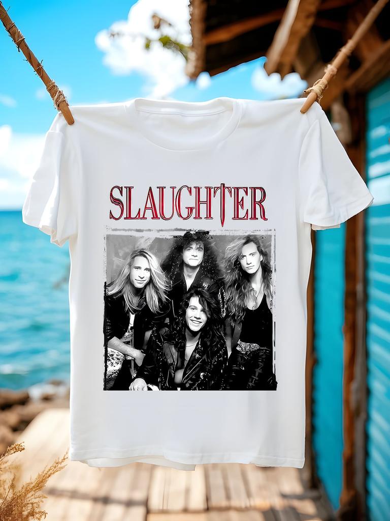 Slaughter Band Official Graphic Tee Heavy Metal Band Shir...