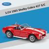 WELLY 1/24 1965 Shelby Cobra 427 S/C Alloy Classic Sports Car Model Diecasts Metal Retro Car Vehicles Model Simulation Kids Gift