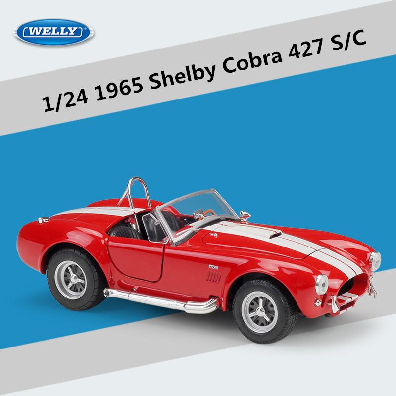 WELLY 1/24 1965 Shelby Cobra 427 S/C Alloy Classic Sports Car Model Diecasts Metal Retro Car Vehicles Model Simulation Kids Gift