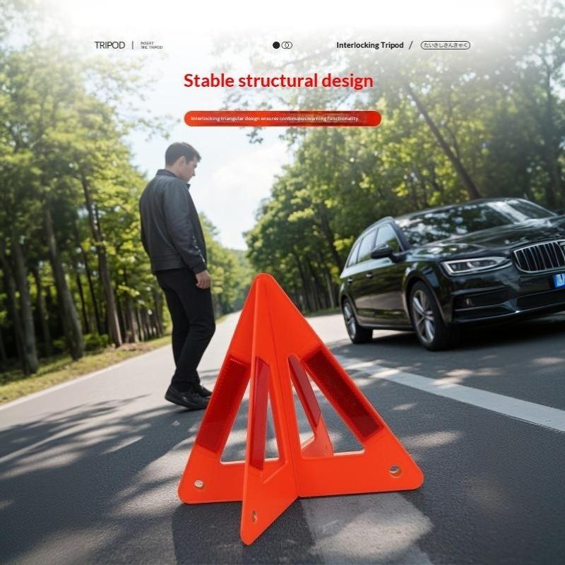 Quick Deploy Car Emergency Breakdown Warning Triangle Foldable Reflective Scratch Resistant Sign for Bad Weather