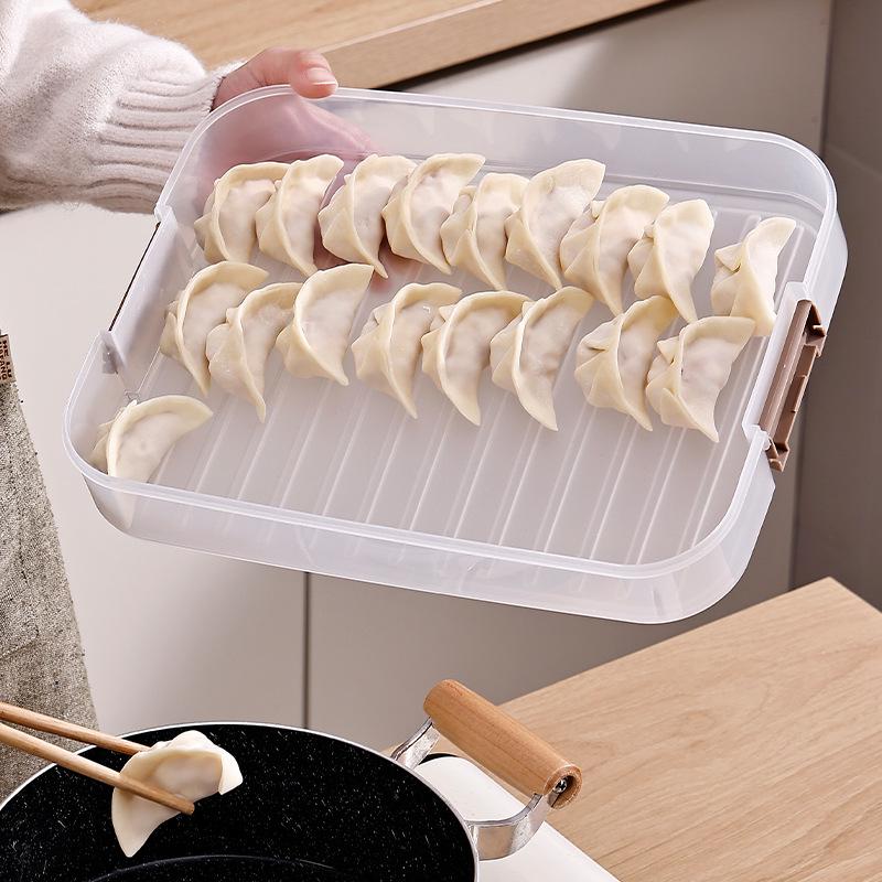 

Кухонный контейнер для хранения пельменей с крышкой - для сохранения свежести в морозильной камере и герметичный для быстрозамороженных вонтонов 1 Layer белый