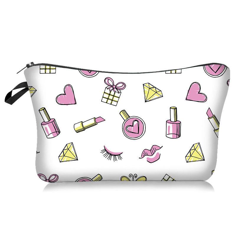 Printed Lipstick Makeup Bag Travel Portable Large Capacity Wash Pouch Storage