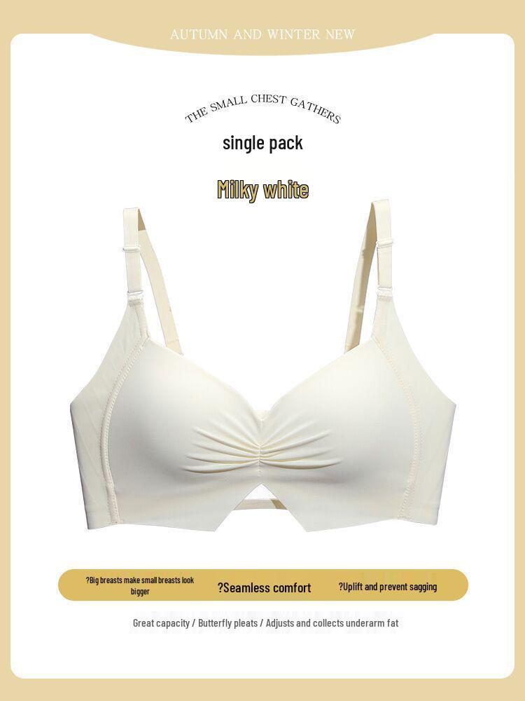 Seamless Adjustable Shaping Bra for Women with Large Busts, Push-Up, Side Support, Anti-Sagging, Thin Milk Cotton Cup