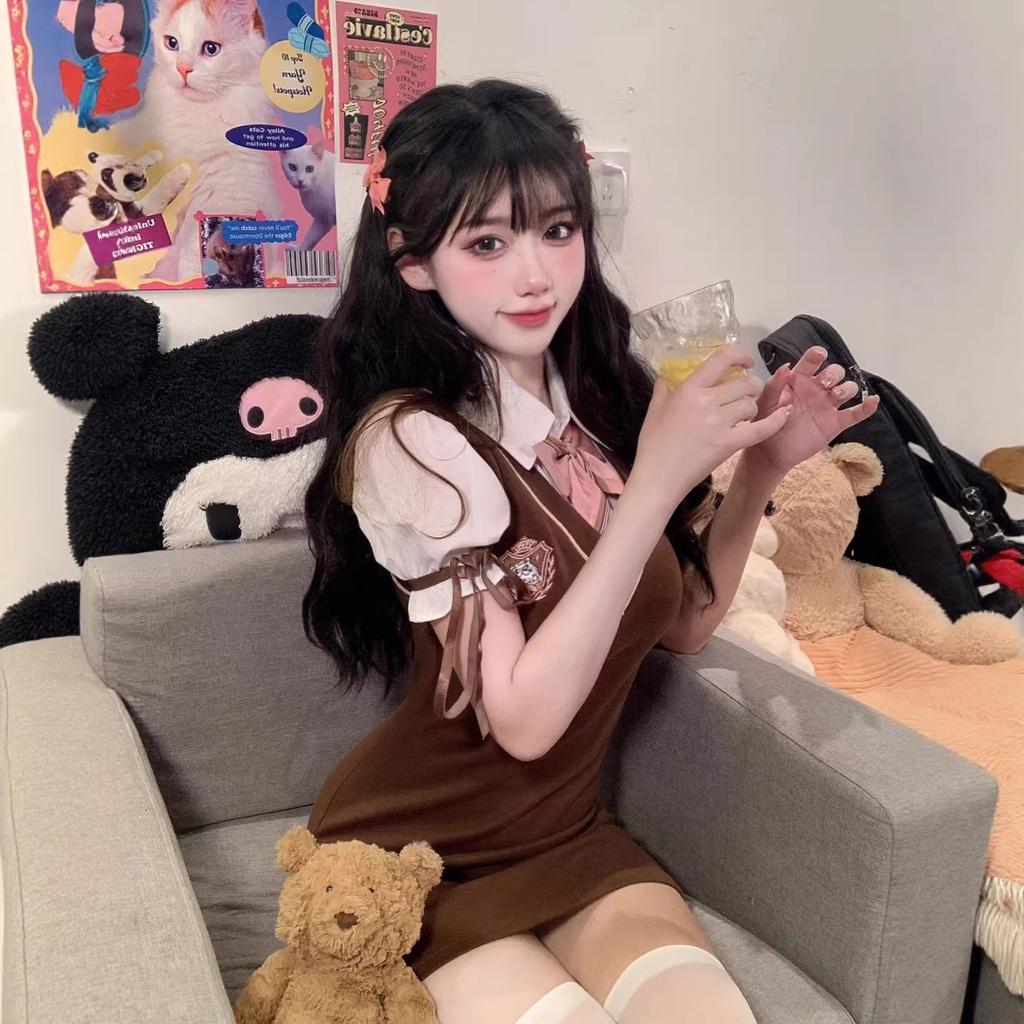 College style sweet and cool babes little fresh imperial sister fan hip bubble sleeve dress JK uniform suit pure desire summer