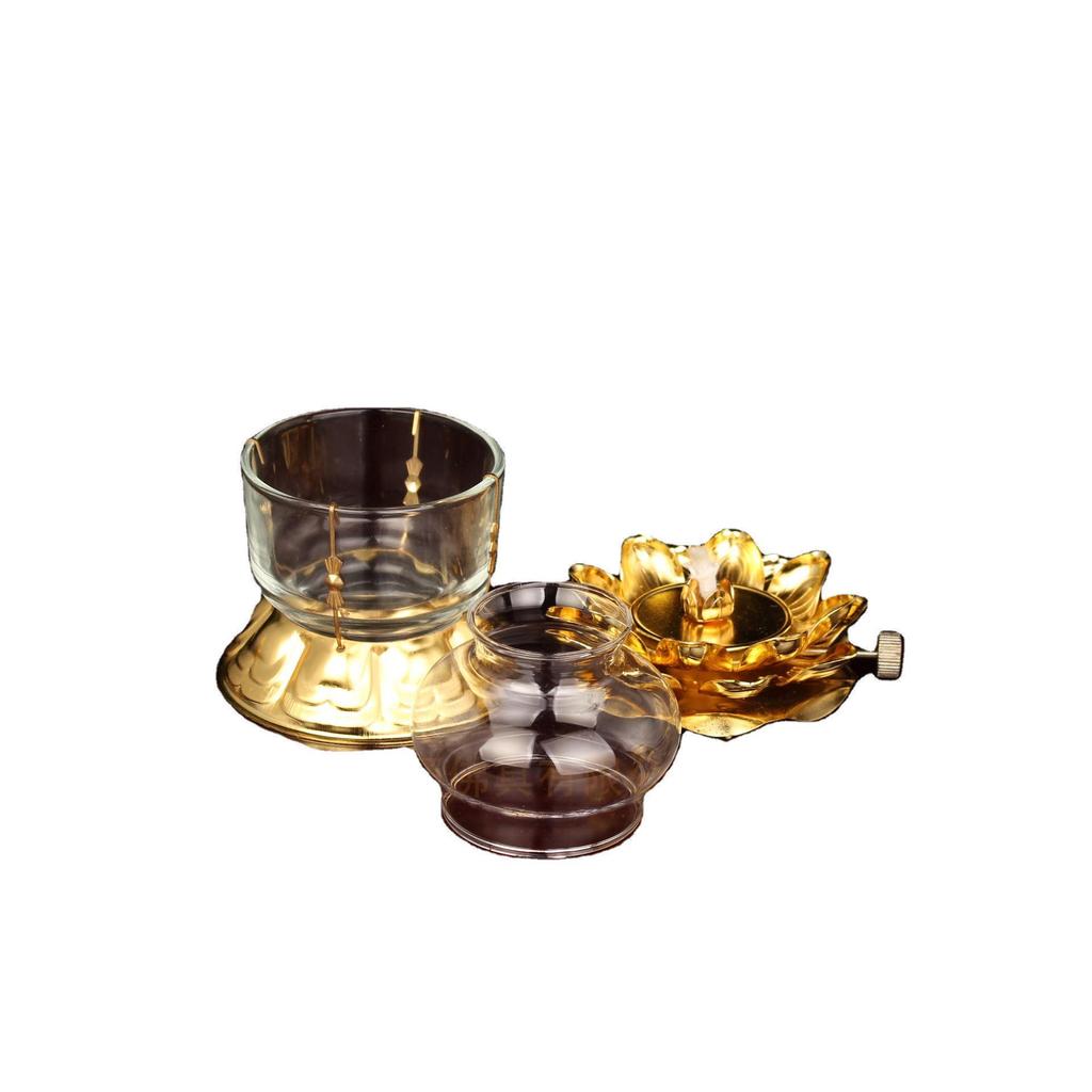 YTO Express Alloy Lotus Butter Lamp - Buddhist Altar Offering & Ever-burning God of Wealth Oil Lamp.