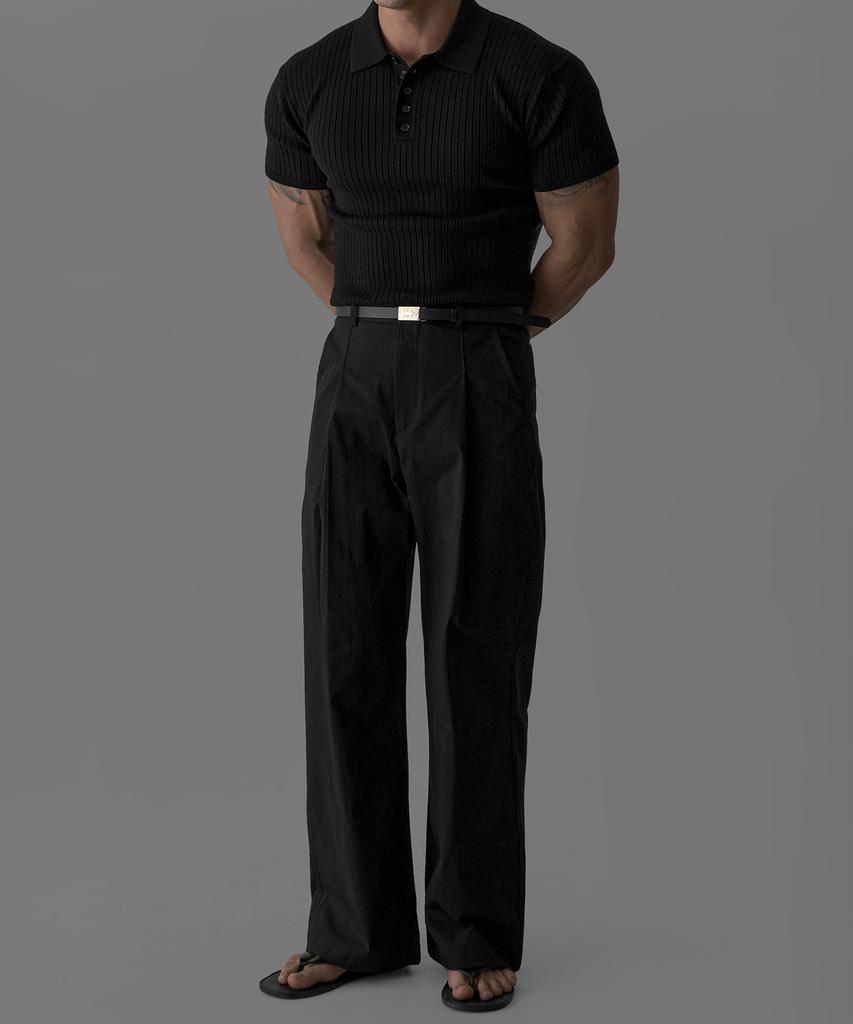 Baulopeulodeogteu Light Cn Double-Pleat Pants [Black]