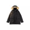 Fashionable autumn and winter warm style overcoming simple big fur collar loose cold-proof mid-length white duck down jacket for men and women