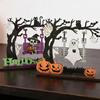 Halloween Wooden Table Decor, 3D Printed Skull Pumpkin Alphabet Letter Decoration, Creative Cartoon Wood Ornament for Party Home