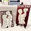 DIY 1 Set of Father's Day Wooden Ornaments for Home Use, Wood Decorations for Desktops, Woodens Crafts Gifts for Home Decor