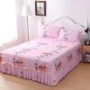 Fashion Soft Sanding Bedspread Anti-skip Wedding Bed skirt Queen King Size No Pilling Fitted Sheet Cover Double Layer Bed Cover