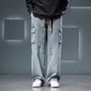 Pantalon Jean Large Automne Homme Pantalon Homme Couleur Unie Neutre Ample Décontracté Mode Poche Pantalon Cargo Grande Taille