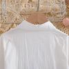 5-12 Years Girls White Lace Blouse Long Sleeve Peter Pan Collar Black Bow Soft Cotton Kids Daily School Shirts