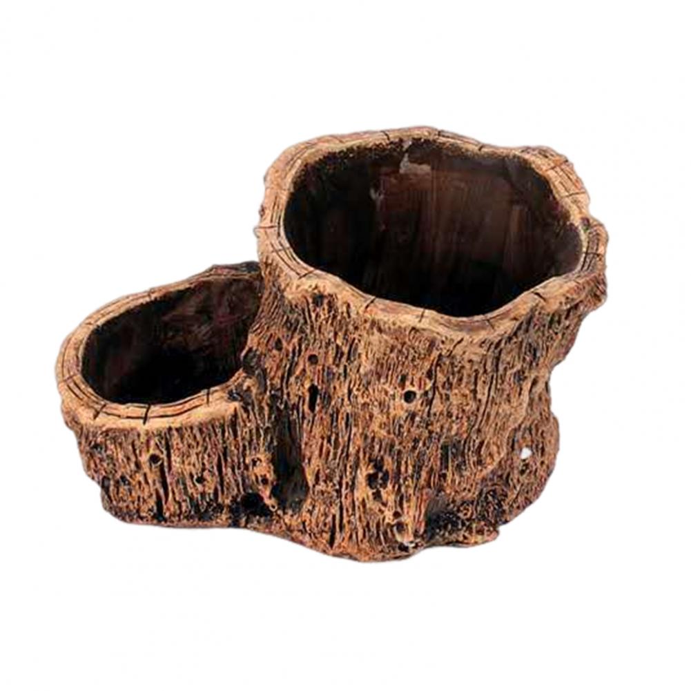 Vaso per Fiori Durevole Fioriera per Succulente Tronco d'Albero Rustico Fioriera in Cemento Fioriera Decorativa da Tavolo per Succulente Cactus