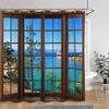 Sunshine Green Forest Brown Window Shower Curtains Trees Plants Nature Landscape Polyester Bathroom Curtain Set Decor With Hooks
