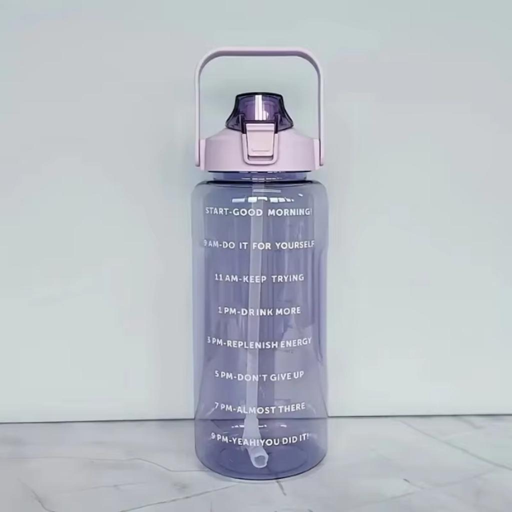 Large Capacity Space Cup Portable Plastic Water Bottle with Straw for Fitness Sports