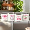 4 Pcs Pink Bow Single-Sided Printed Pillowcase Cushion Cover,Suitable For Living Room,Bedroom,Car Decoration